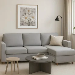 Soffa med förvaring grå 214 cm bred + Fläckborttagare för möbler