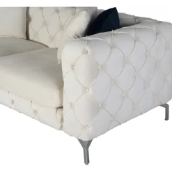 Soffa med knappar beige sammet 200 cm + Textilrengöring för möbler