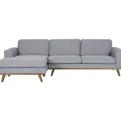 Soffa med vändbar divan grå 283 cm