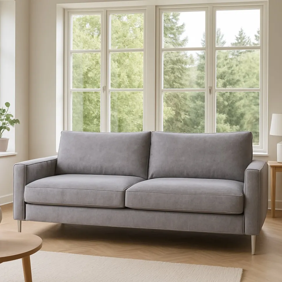 Soffa Nordic 219 cm - Gråbeige läderimitation