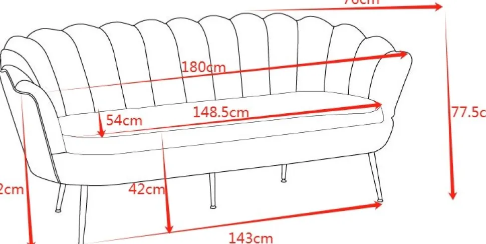 Soffa offwhite 3-sits - 180 cm - Kingsley + Textilrengöring för möbler