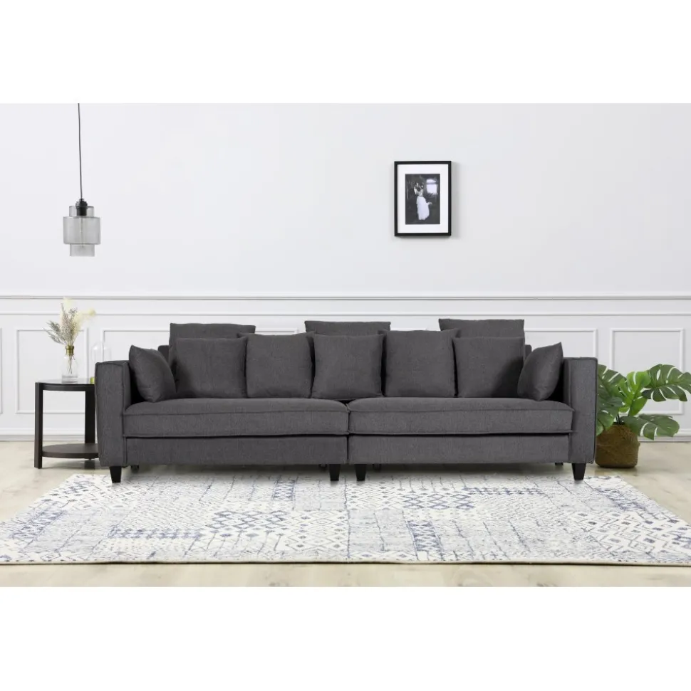 Soffa 4-sits 270 cm antracit tyg - Brandy + Textilrengöring för möbler
