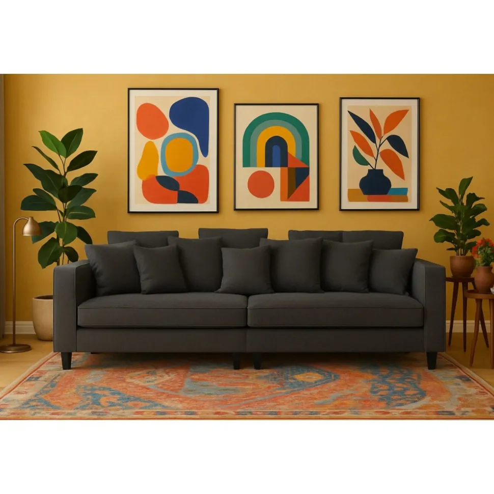 Soffa 4-sits 270 cm antracit tyg - Brandy + Fläckborttagare för möbler