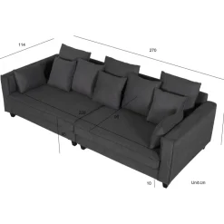 Soffa 4-sits 270 cm antracit tyg - Brandy