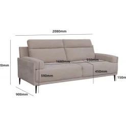Soffa 3-sits beige 208 cm - Amsterdam + Möbeltassar