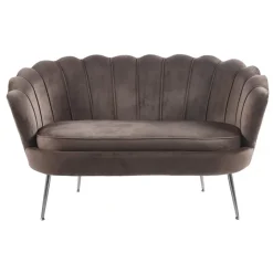 Soffa 2-sits brun sammet med kromade ben + Fläckborttagare för möbler