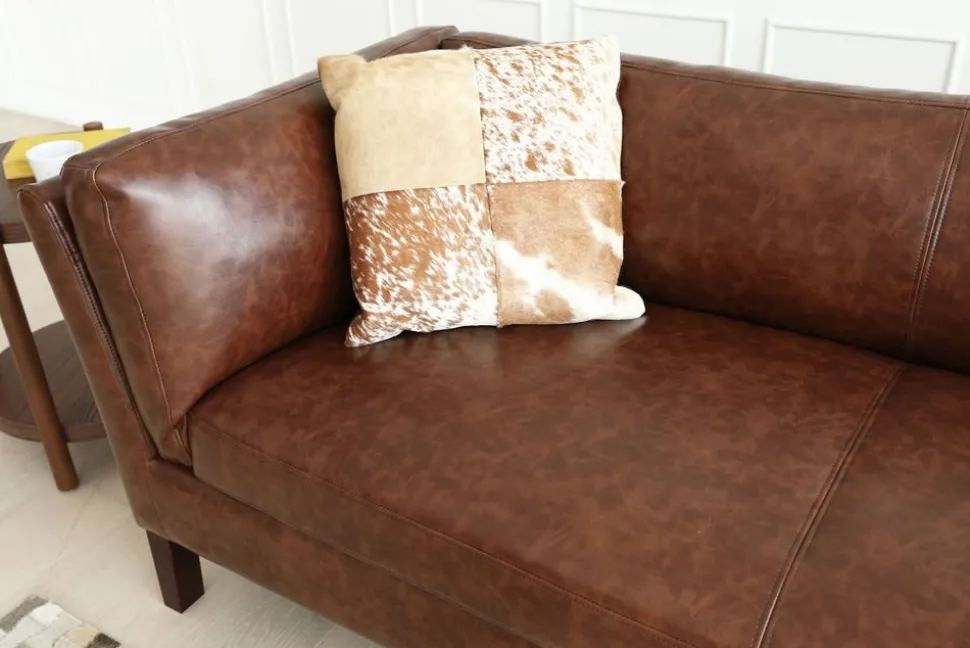 Soffa 3-sits brun vintage PU 198 cm - Heritage + Fläckborttagare för möbler