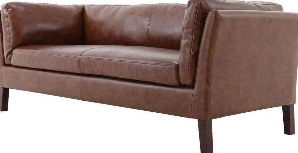 Soffa 3-sits brun vintage PU 198 cm - Heritage + Textilrengöring för möbler