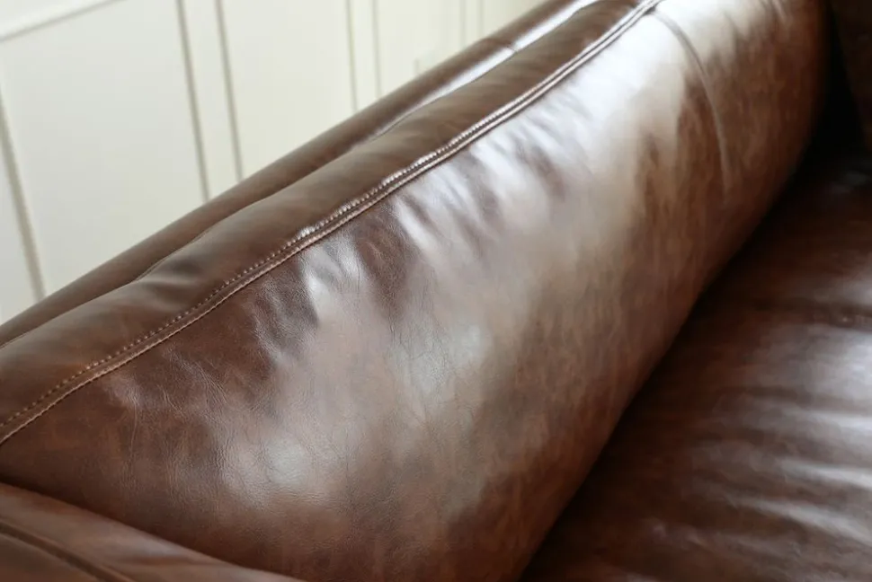 Soffa 3-sits brun vintage PU 198 cm - Heritage