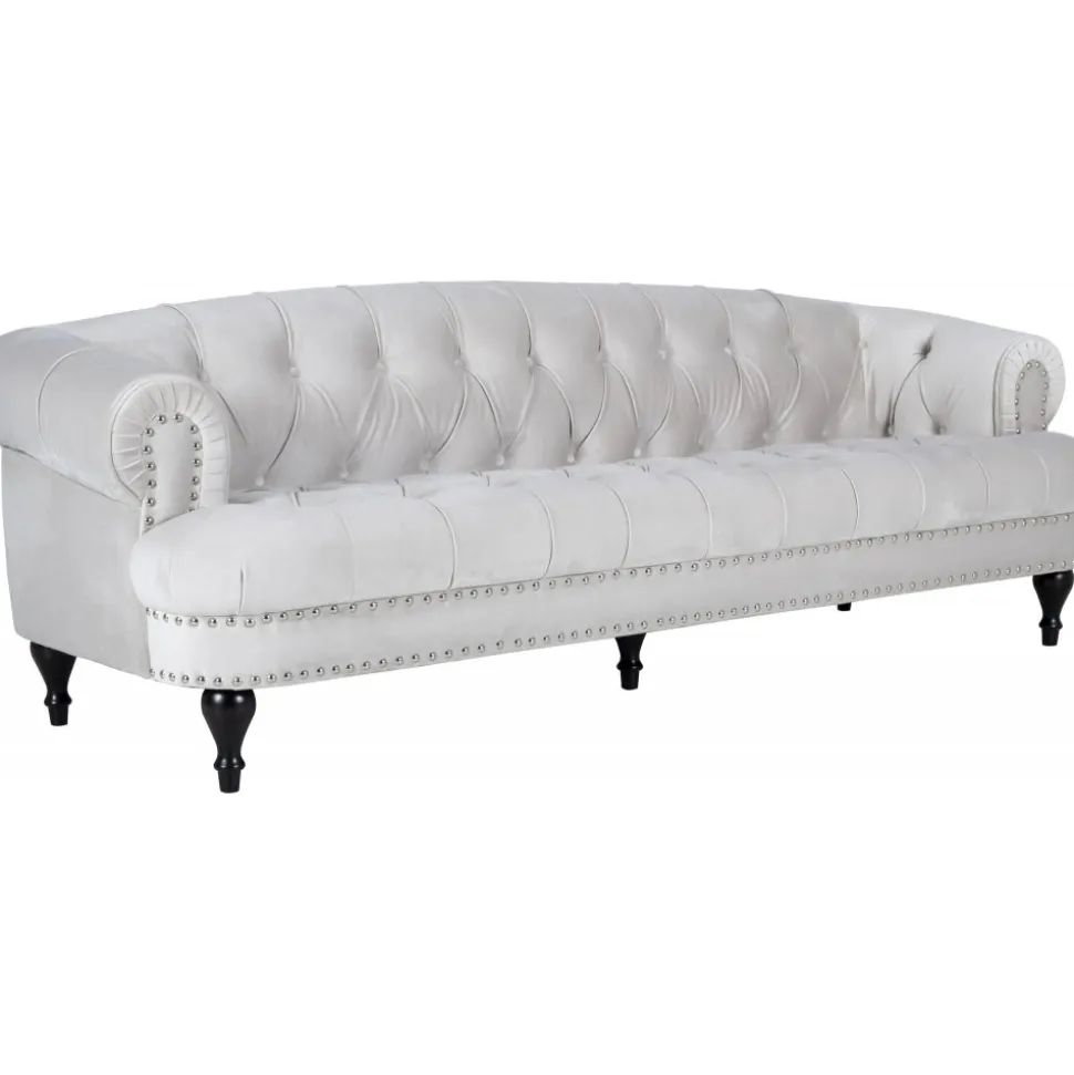 Soffa 3-sits chesterfield beige sammet