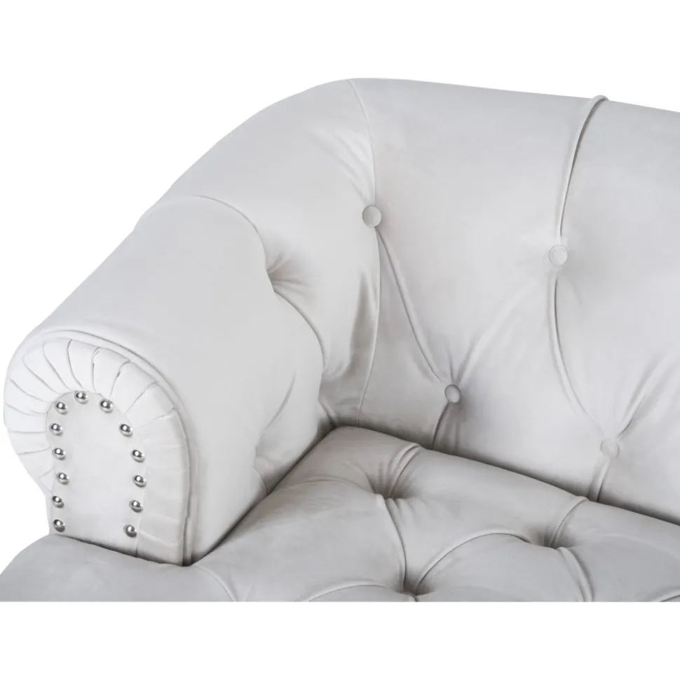 Soffa 3-sits chesterfield beige sammet
