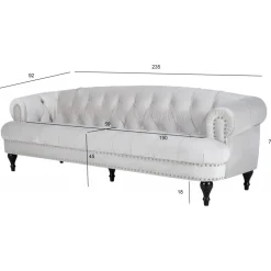 Soffa 3-sits chesterfield beige sammet