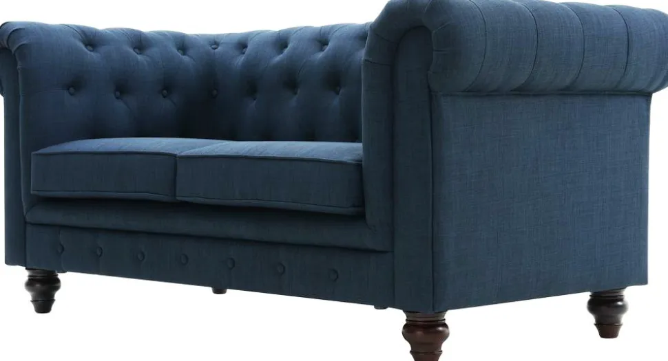 Soffa 2-sits chesterfield blå - Herron
