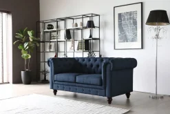 Soffa 2-sits chesterfield blå - Herron