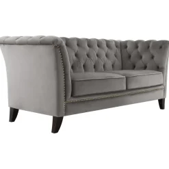 Soffa 2-sits chesterfield grå - Henry + Textilrengöring för möbler