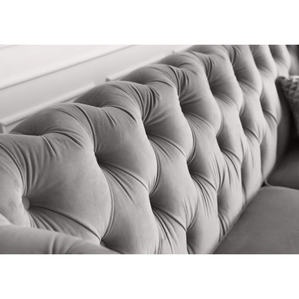 Soffa 2-sits chesterfield grå - Henry + Textilrengöring för möbler