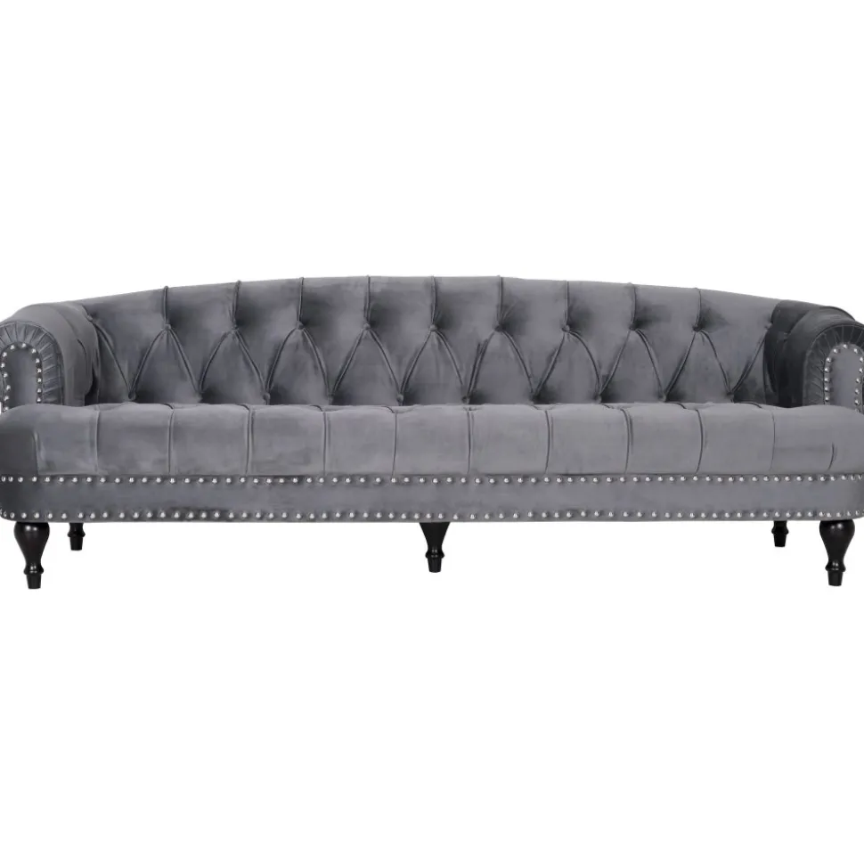 Soffa 3-sits chesterfield grå sammet