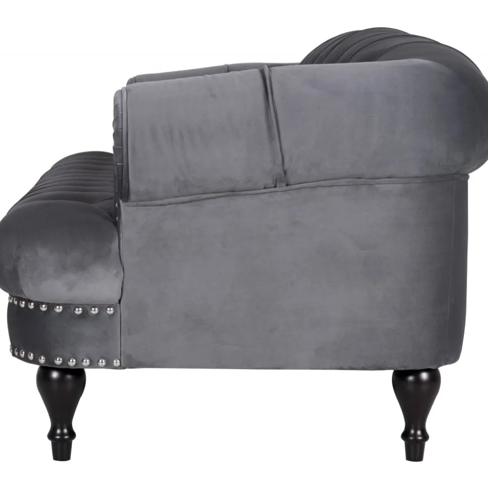 Soffa 3-sits chesterfield grå sammet