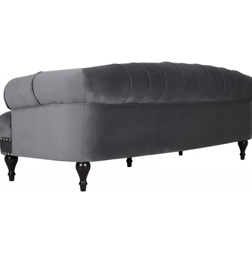 Soffa 3-sits chesterfield grå sammet