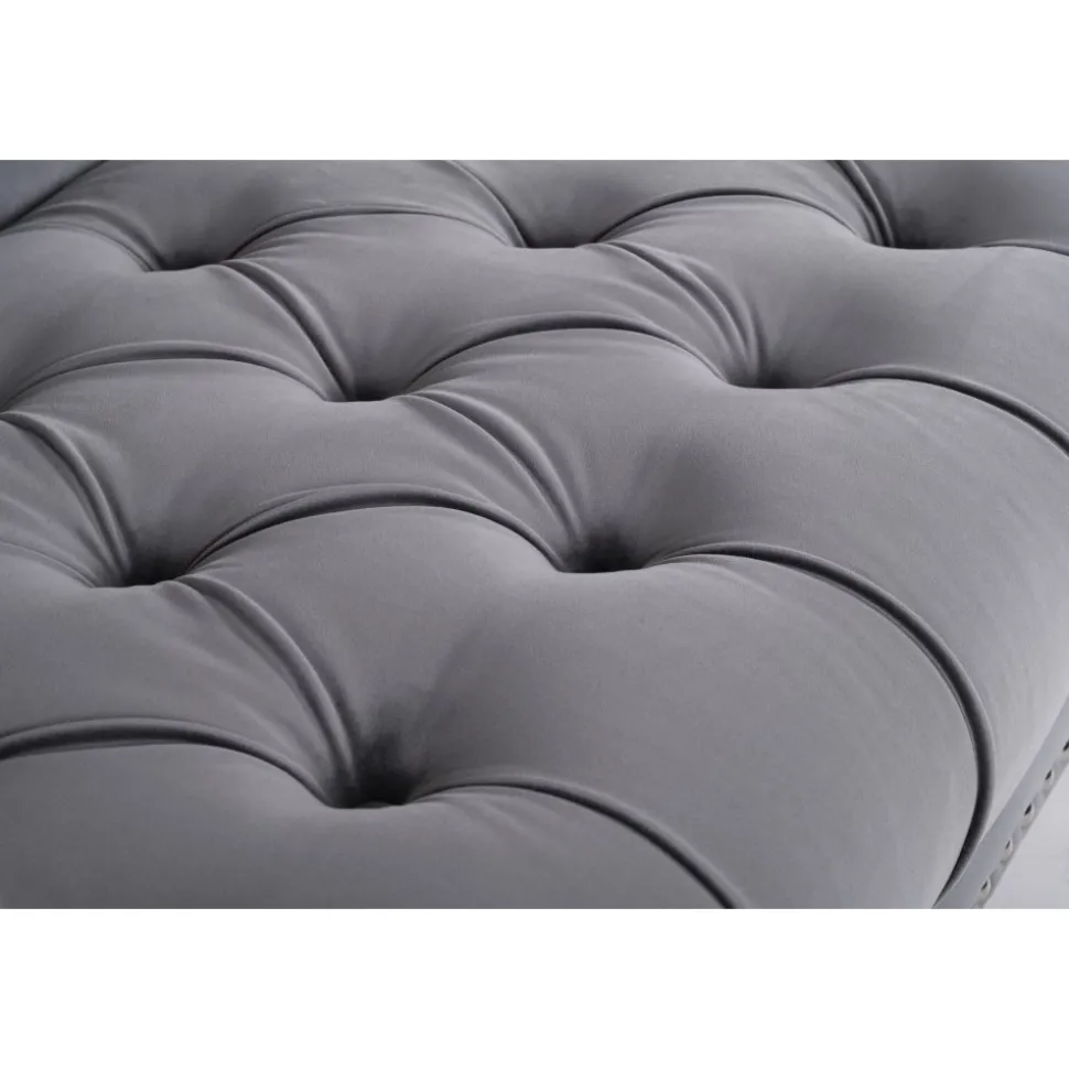 Soffa 3-sits chesterfield grå sammet