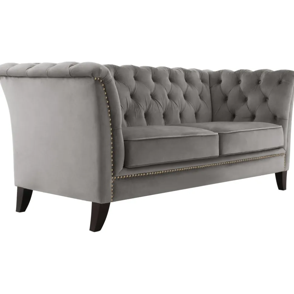 Soffa 2-sits chesterfield grå - Henry + Fläckborttagare för möbler