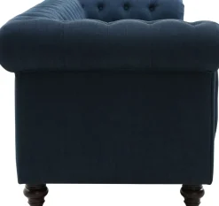 Soffa 3-sits chesterfieldsoffa blå - Herron + Textilrengöring för möbler