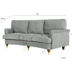 Soffa 3-sits grå 225 cm - Howard + Fläckborttagare för möbler
