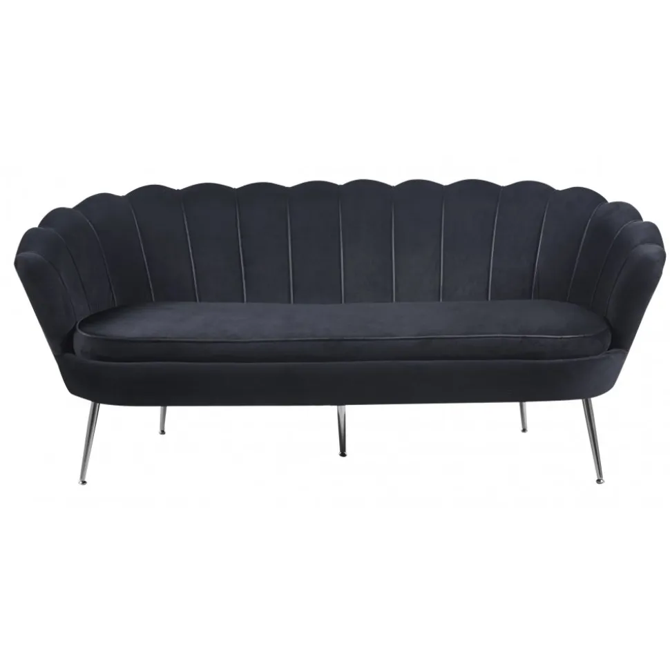 Soffa 3-sits i svart sammet - Kingsley + Textilrengöring för möbler