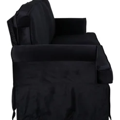 Soffa 2-sits med kjol - Svart sammet - 191 cm bred