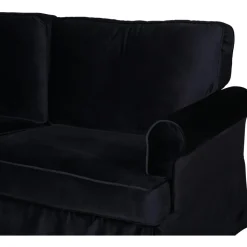 Soffa 2-sits med kjol - Svart sammet - 191 cm bred