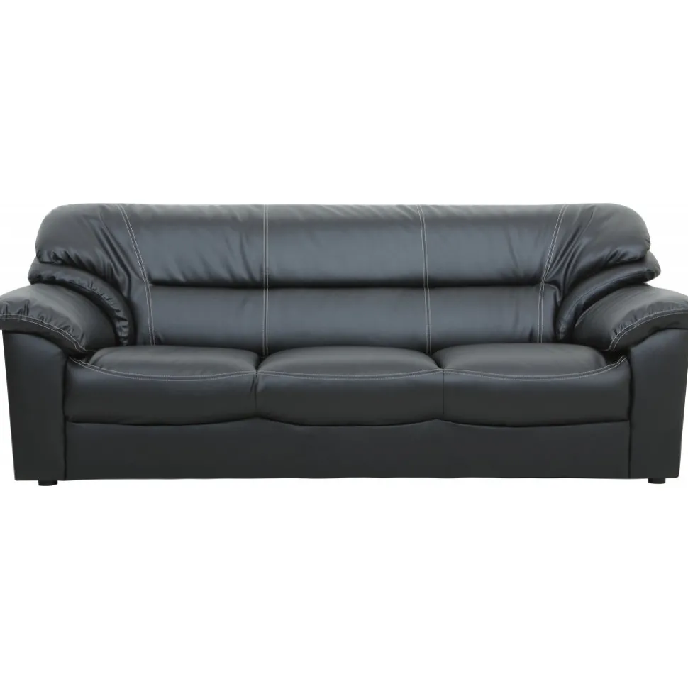 Soffa 3-sits svart konstläder - Dominic + Textilrengöring för möbler