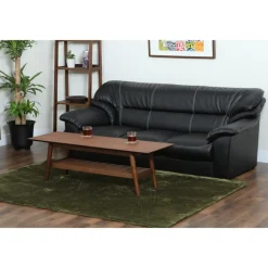 Soffa 3-sits svart konstläder - Dominic + Textilrengöring för möbler