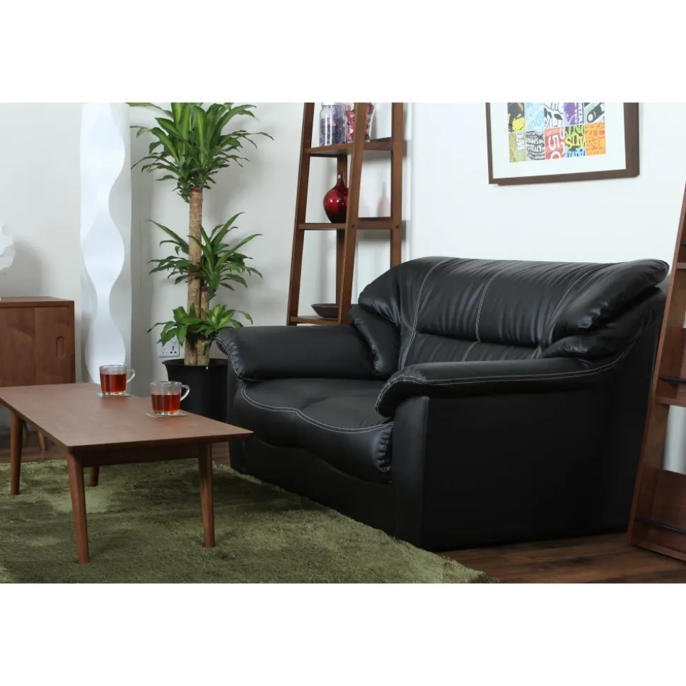 Soffa 2-sits svart konstläder - Dominic