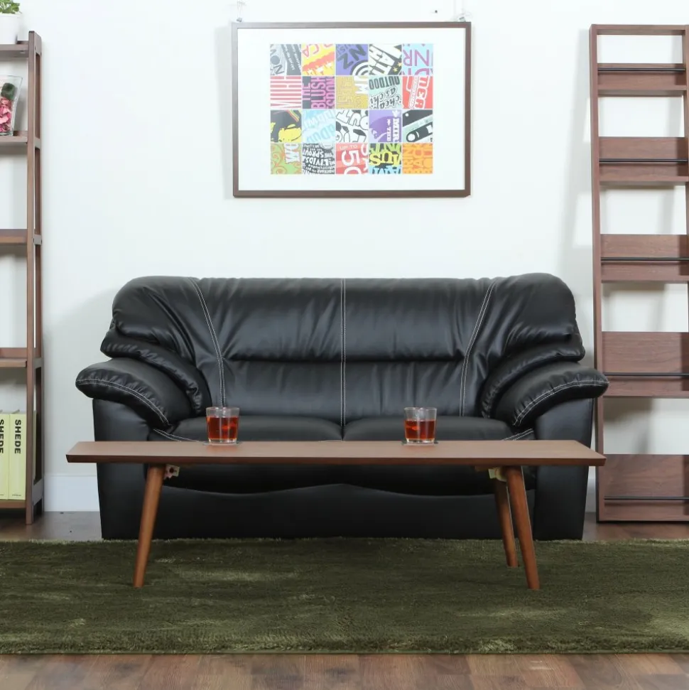 Soffa 2-sits svart konstläder - Dominic