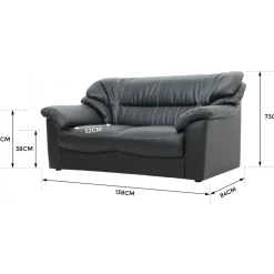 Soffa 2-sits svart konstläder - Dominic