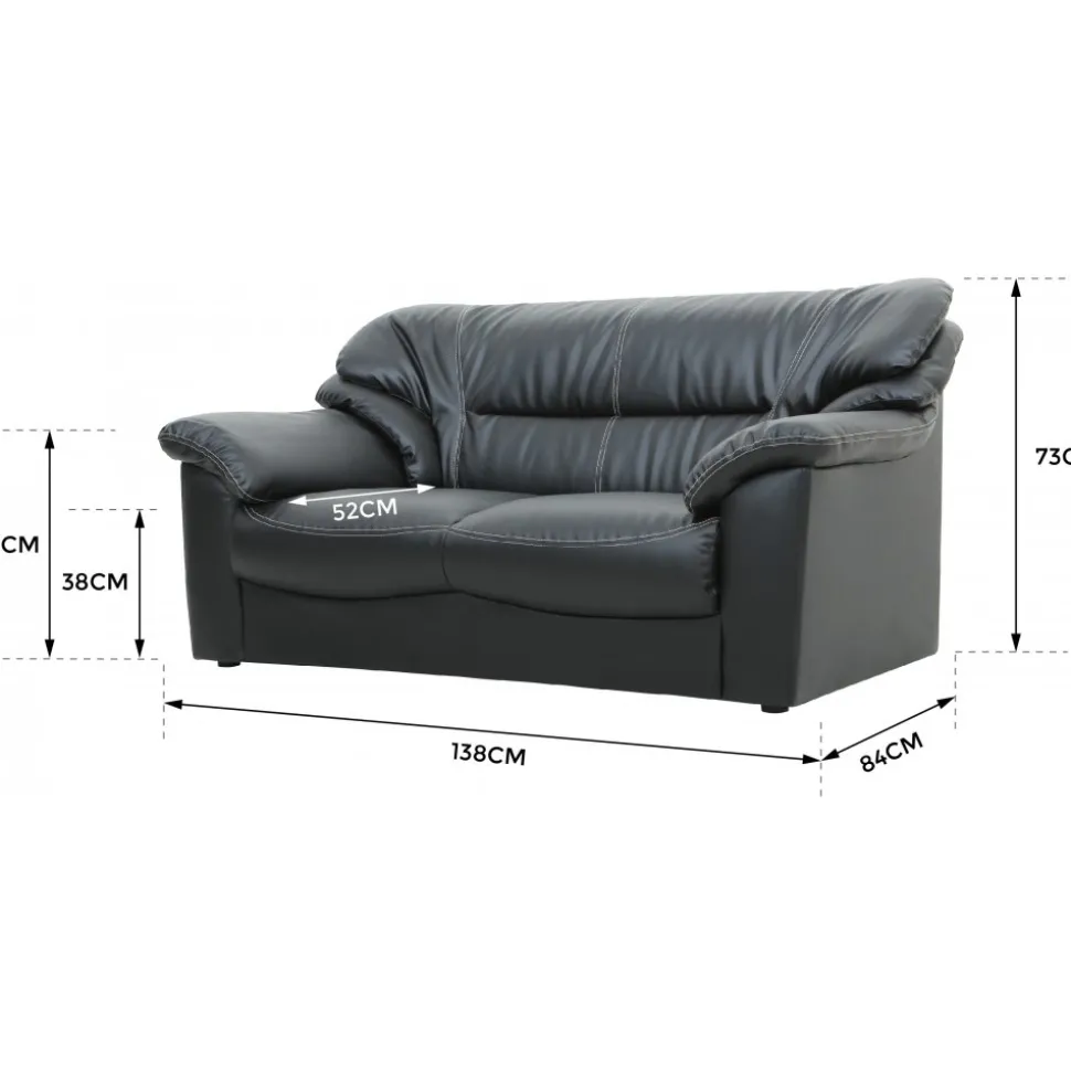 Soffa 2-sits svart konstläder - Dominic