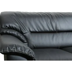 Soffa 3-sits svart konstläder - Dominic + Fläckborttagare för möbler