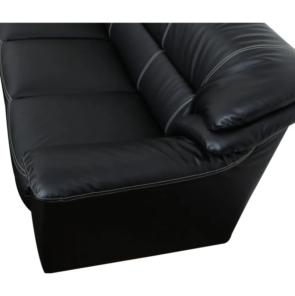 Soffa 3-sits svart konstläder - Dominic + Fläckborttagare för möbler