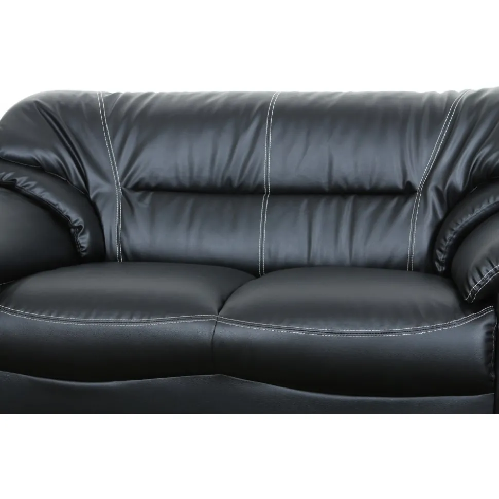 Soffa 2-sits svart konstläder - Dominic + Fläckborttagare för möbler