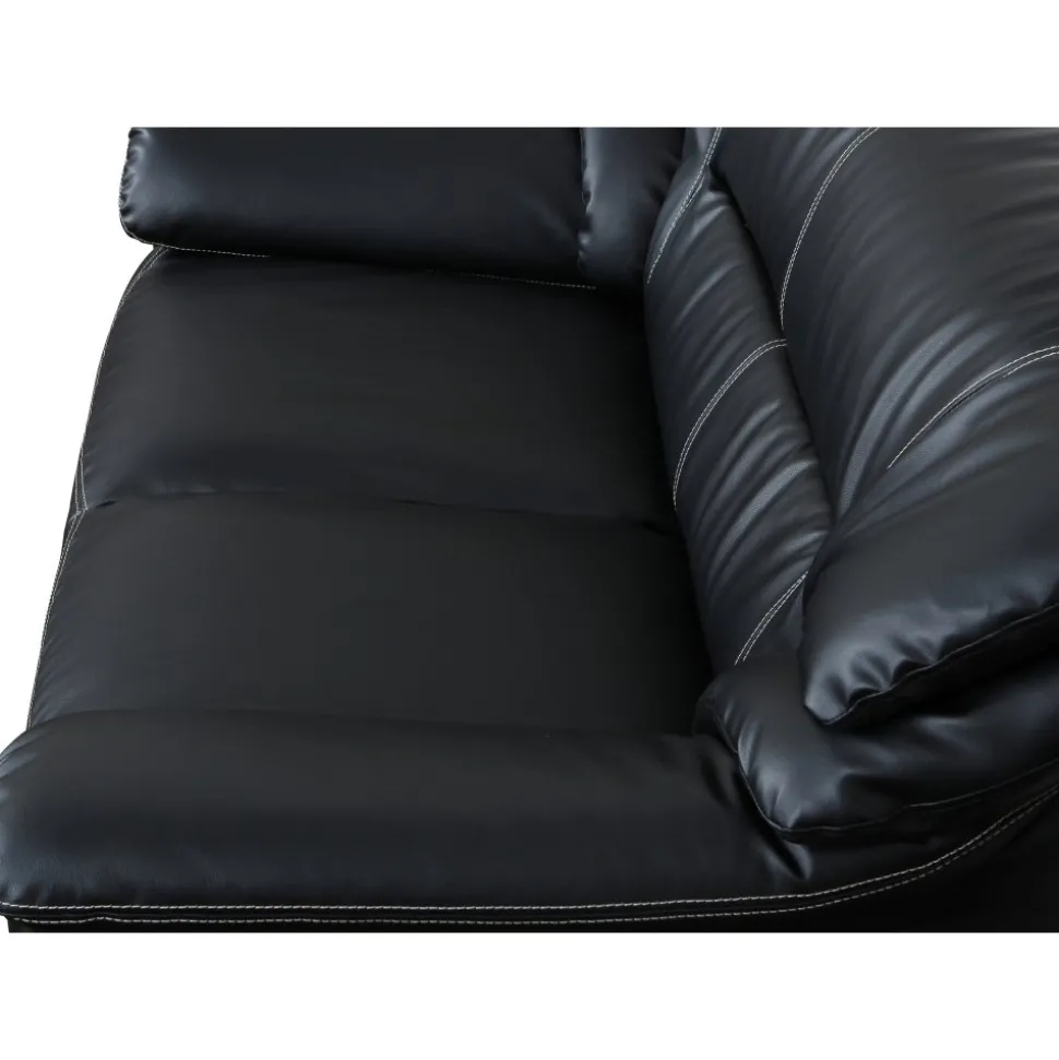 Soffa 2-sits svart konstläder - Dominic + Fläckborttagare för möbler