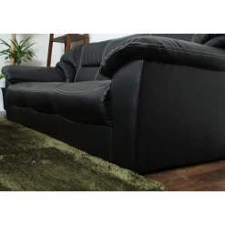 Soffa 3-sits svart konstläder - Dominic