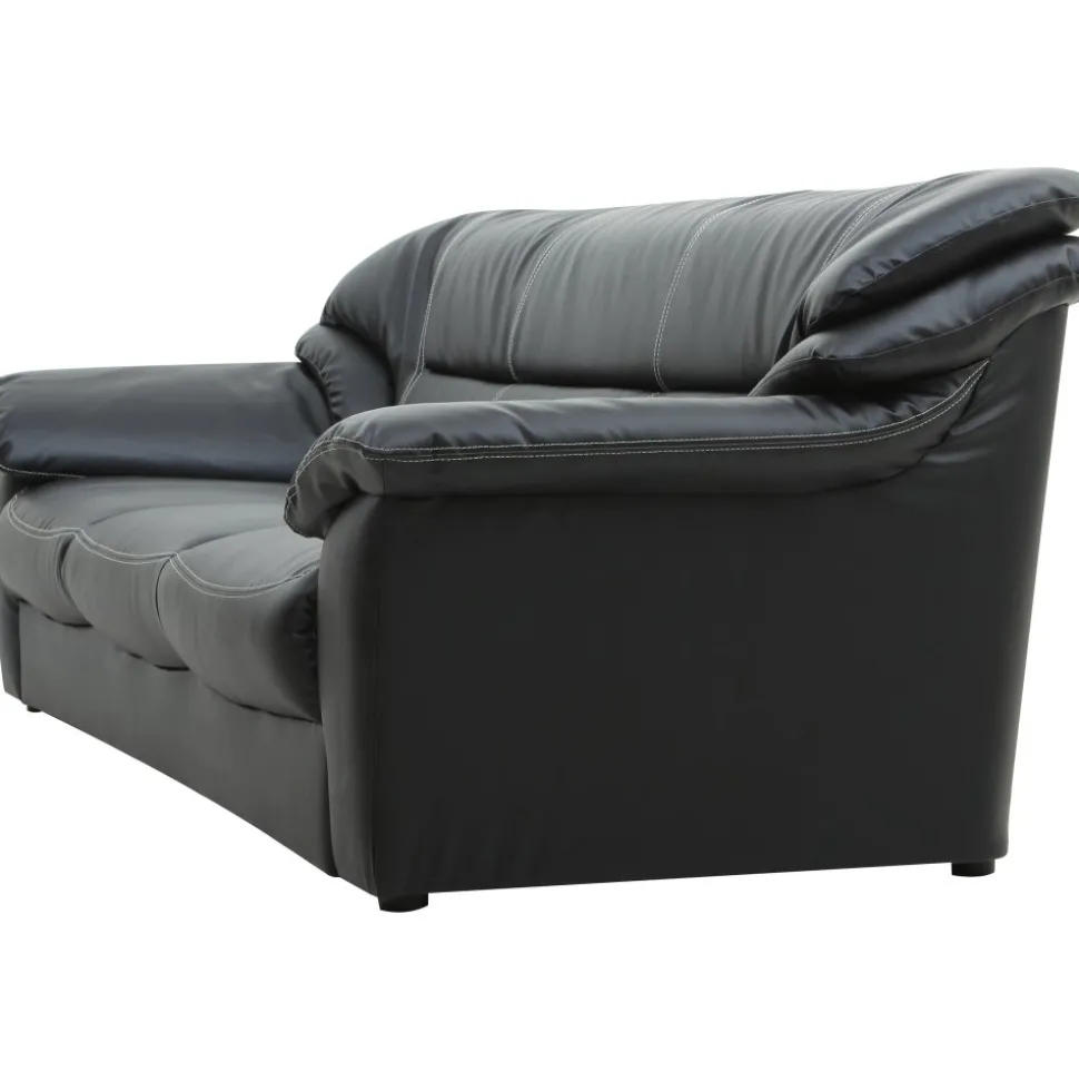Soffa 3-sits svart konstläder - Dominic