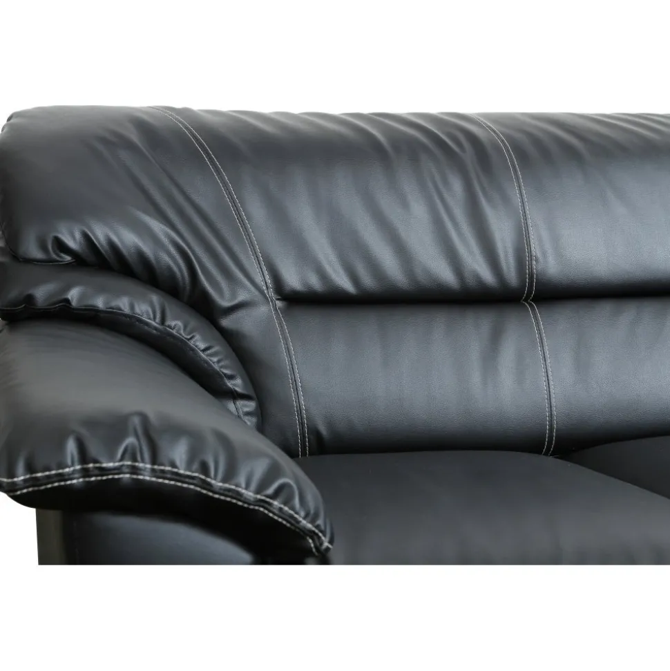 Soffa 3-sits svart konstläder - Dominic