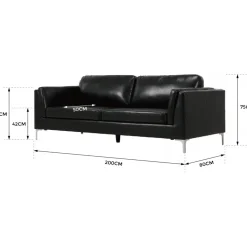 Soffa 3-sits svart PU - Cansas