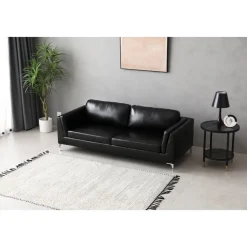 Soffa 3-sits svart PU - Cansas + Textilrengöring för möbler