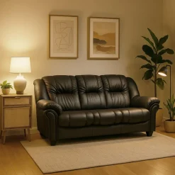 Soffa 3-sits svart PU - Rom