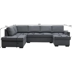 Soffa u-soffa 309 cm mörkgrått tyg - Solna + Fläckborttagare för möbler