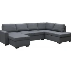 Soffa u-soffa 309 cm mörkgrått tyg - Solna + Textilrengöring för möbler