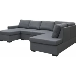 Soffa u-soffa 309 cm mörkgrått tyg - Solna + Textilrengöring för möbler