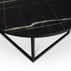 Soffbord Ø90 cm - Svart marmor (Exklusive laminat) + Textilrengöring för möbler